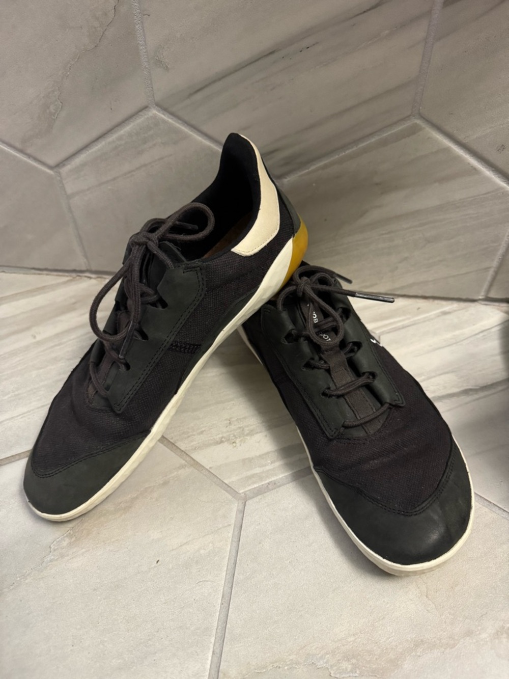Vivo Barefoot Black Sneakers with Cream and Yellow Accents